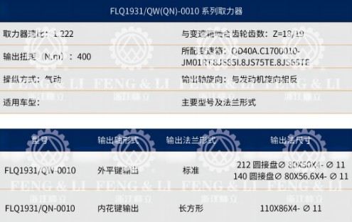 FLQ-1931/QW（QN）-0010系列取力器技術(shù)參數(shù)